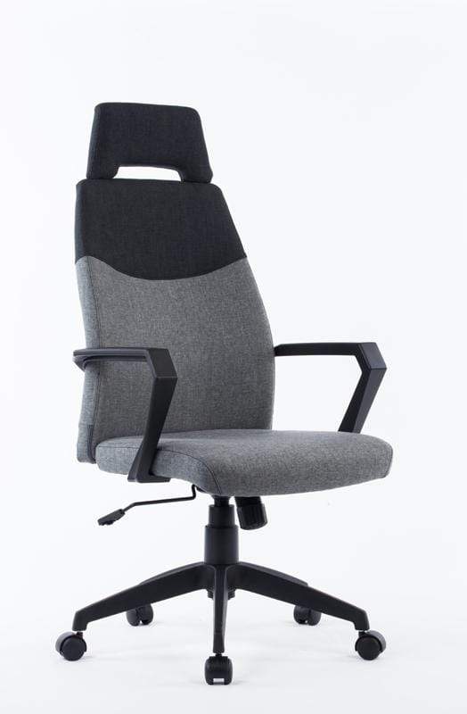 Chairs Ergonomic Office Chair - 48" Grey and Black Fabric, Plastic, and Steel Office Chair HomeRoots
