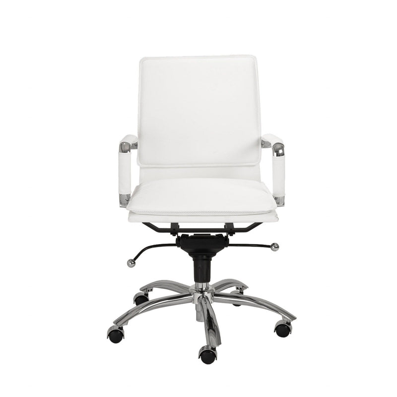 Chairs Executive Office Chair - 25.99" X 26.78" X 38.39" Low Back Office Chair in White with Chromed Steel Base HomeRoots