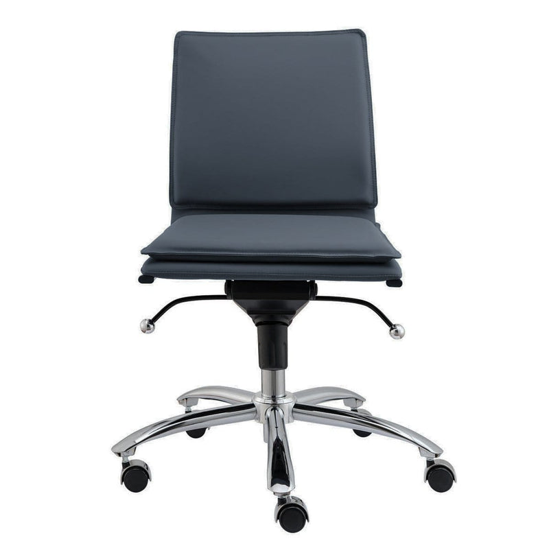 Chairs Executive Office Chair - 26.38" X 25.99" X 37.01" Low Back Armless Office Chair in Blue with Chromed Steel Base HomeRoots