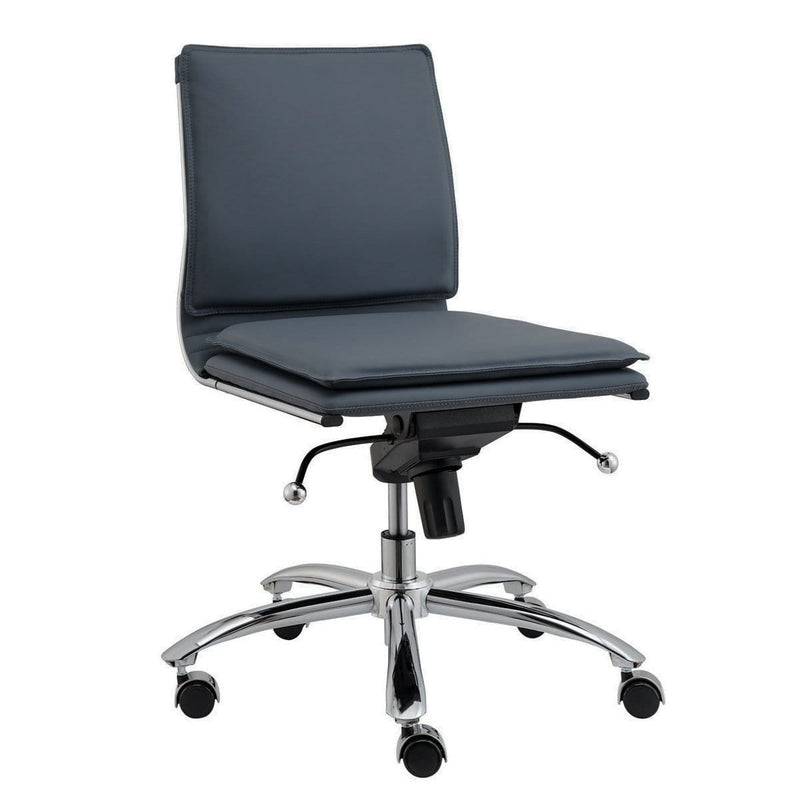 Chairs Executive Office Chair - 26.38" X 25.99" X 37.01" Low Back Armless Office Chair in Blue with Chromed Steel Base HomeRoots