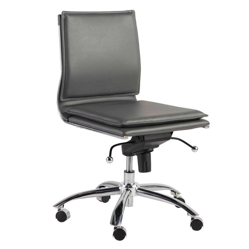 Chairs Executive Office Chair - 26.38" X 25.99" X 37.01" Low Back Armless Office Chair in Gray with Chromed Steel Base HomeRoots