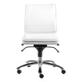 Chairs Executive Office Chair - 26.38" X 25.99" X 37.01" Low Back Armless Office Chair in White with Chromed Steel Base HomeRoots