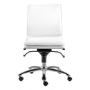 Chairs Executive Office Chair - 26.38" X 25.99" X 37.01" Low Back Armless Office Chair in White with Chromed Steel Base HomeRoots