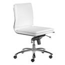 Chairs Executive Office Chair - 26.38" X 25.99" X 37.01" Low Back Armless Office Chair in White with Chromed Steel Base HomeRoots