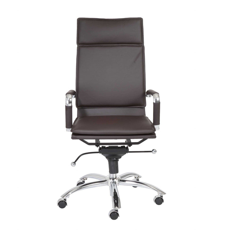 Chairs Executive Office Chair - 26.38" X 27.56" X 45.87" High Back Office Chair in Brown with Chromed Steel Base HomeRoots