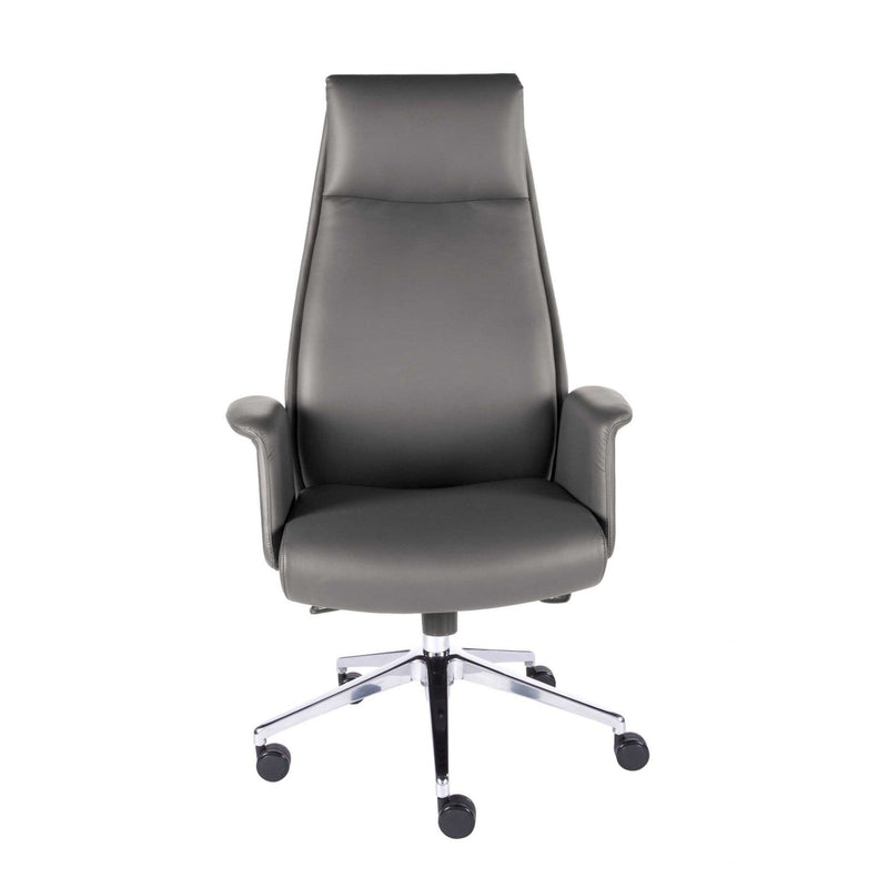 Chairs Executive Office Chair - 28.75" X 24.61" X 51.19" High Back Office Chair in Gray and Polished Aluminum HomeRoots
