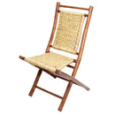 Chairs Folding Chairs - 20" X 15" X 36" Brown/Natural Bamboo Folding Chairs with an Open Link Hyacinth Weave HomeRoots