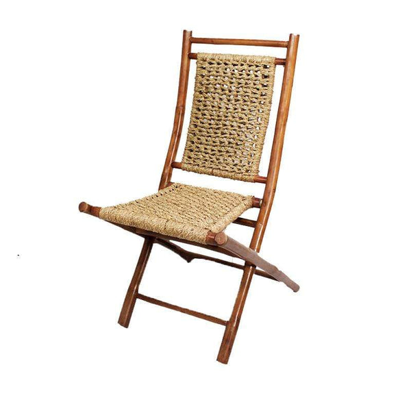 Chairs Folding Chairs - 20" X 15" X 36" Brown/Natural Bamboo Folding Chairs with an Open Link Weave HomeRoots