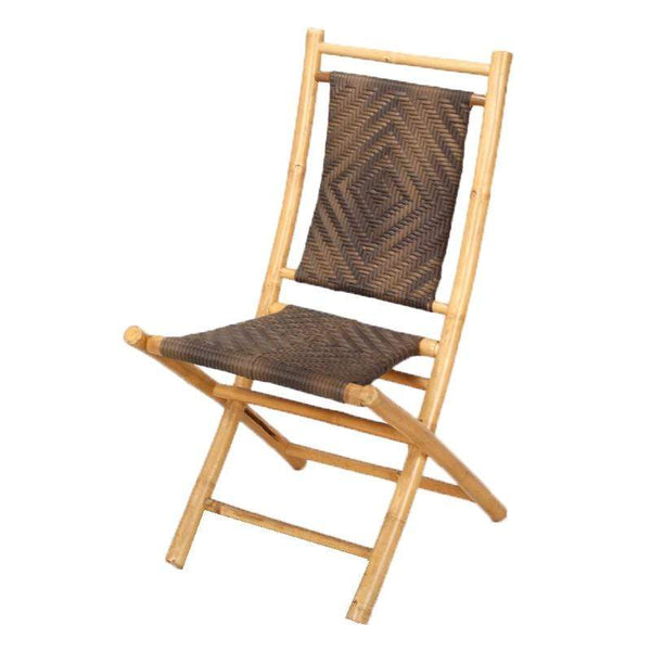 Chairs Folding Chairs - 20" X 15" X 36" Natural/Brown Bamboo Folding Chair with a Diamond Weave HomeRoots