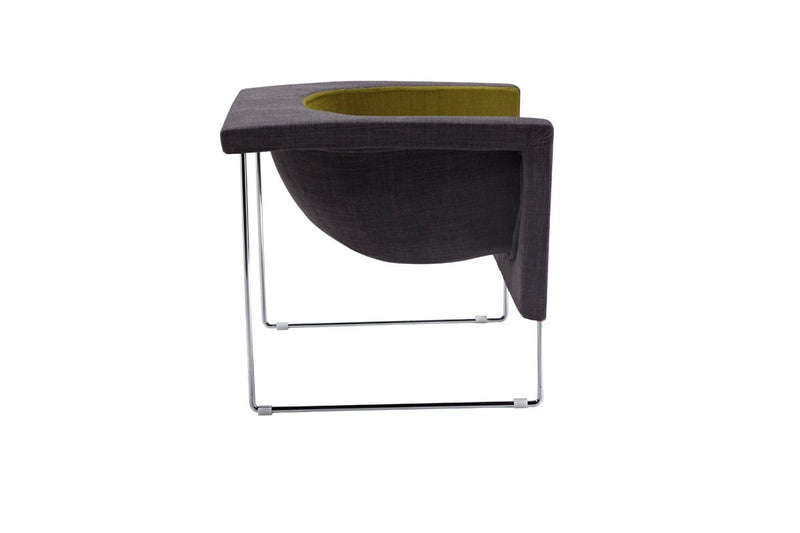 Chairs Green Accent Chair - 24" Grey and Green Fabric, Polyester, and Stainless Steel Accent Chair HomeRoots