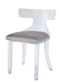 Chairs Grey Accent Chair - 20" X 18" X 31" Gray Velvet And Clear Acrylic Accent Chair HomeRoots