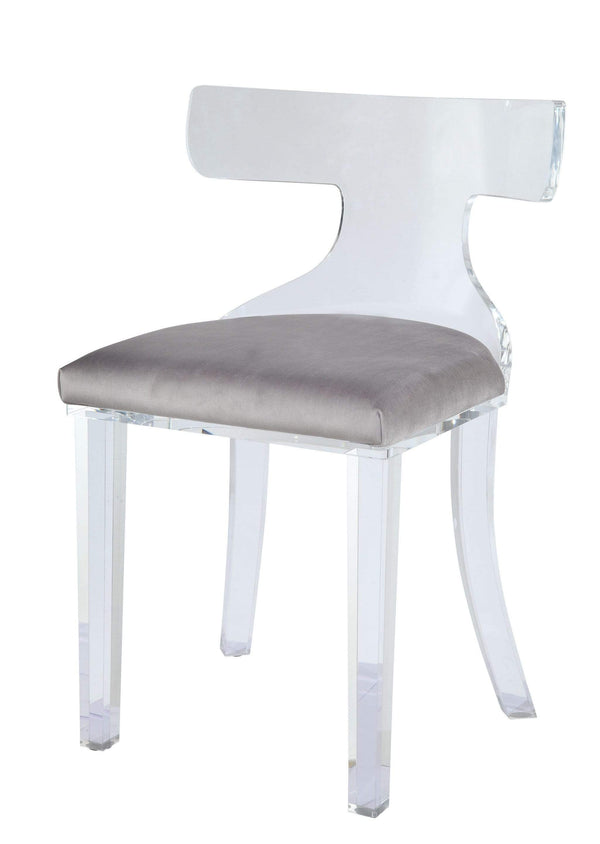 Chairs Grey Accent Chair - 20" X 18" X 31" Gray Velvet And Clear Acrylic Accent Chair HomeRoots