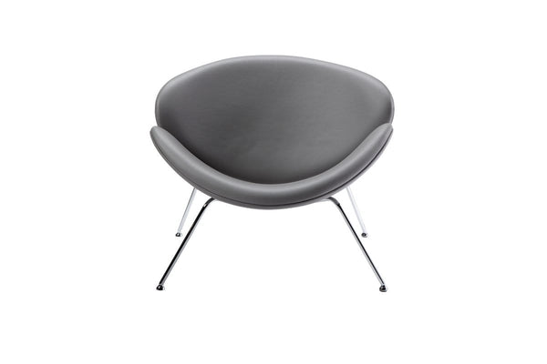 Chairs Grey Accent Chair - 28" Grey Leatherette and Metal Accent Chair HomeRoots
