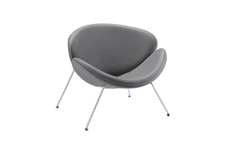 Chairs Grey Accent Chair - 28" Grey Leatherette and Metal Accent Chair HomeRoots