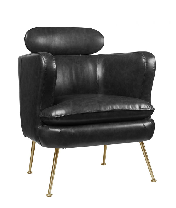 Chairs Grey Accent Chair - 29" X 28" X 37" Dark Gray PU Upholstery Metal Leg Accent Chair HomeRoots