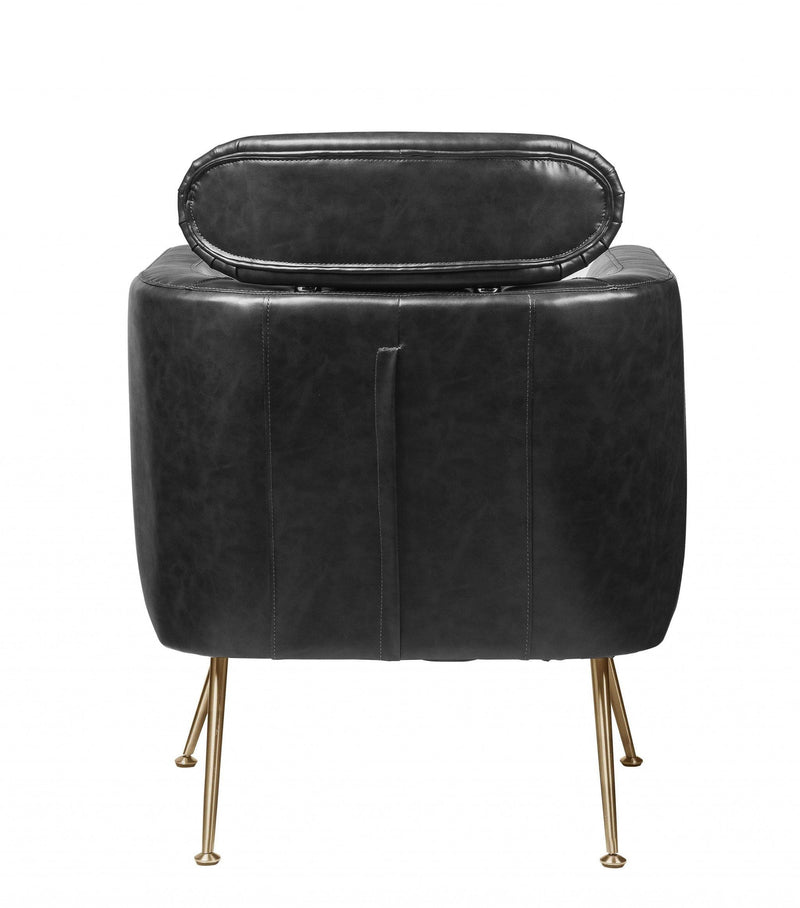 Chairs Grey Accent Chair - 29" X 28" X 37" Dark Gray PU Upholstery Metal Leg Accent Chair HomeRoots