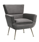 Chairs Grey Accent Chair - 29" X 32" X 36" Gray Velvet Upholstery Metal Leg Accent Chair HomeRoots