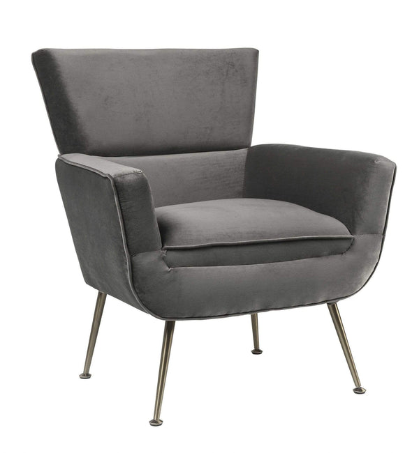 Chairs Grey Accent Chair - 29" X 32" X 36" Gray Velvet Upholstery Metal Leg Accent Chair HomeRoots