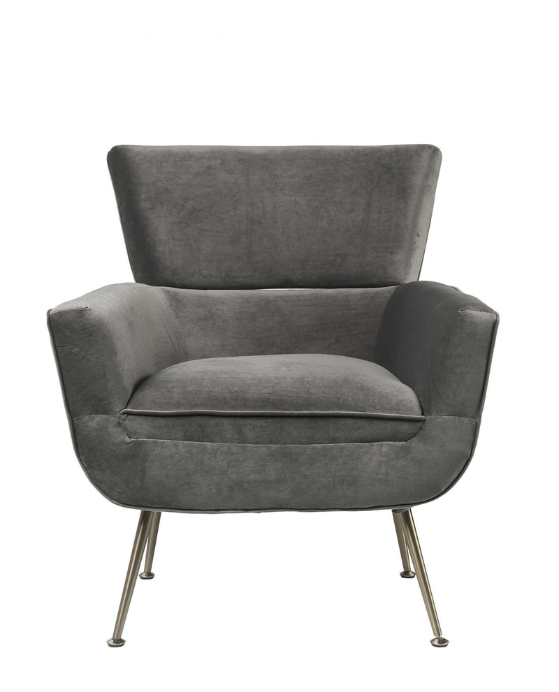 Chairs Grey Accent Chair - 29" X 32" X 36" Gray Velvet Upholstery Metal Leg Accent Chair HomeRoots