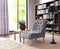 Chairs Grey Accent Chair - 36" Grey Foam, Wood, and Velour Tufted Accent Chair HomeRoots