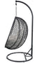 Chairs Hanging Patio Chair - 38" X 38" X 79" Beige Fabric And Black Wicker Patio Swing Chair With Stand HomeRoots