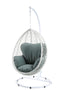 Chairs Hanging Patio Chair - 38" X 38" X 79" Green Fabric And White Wicker Patio Swing Chair With Stand HomeRoots