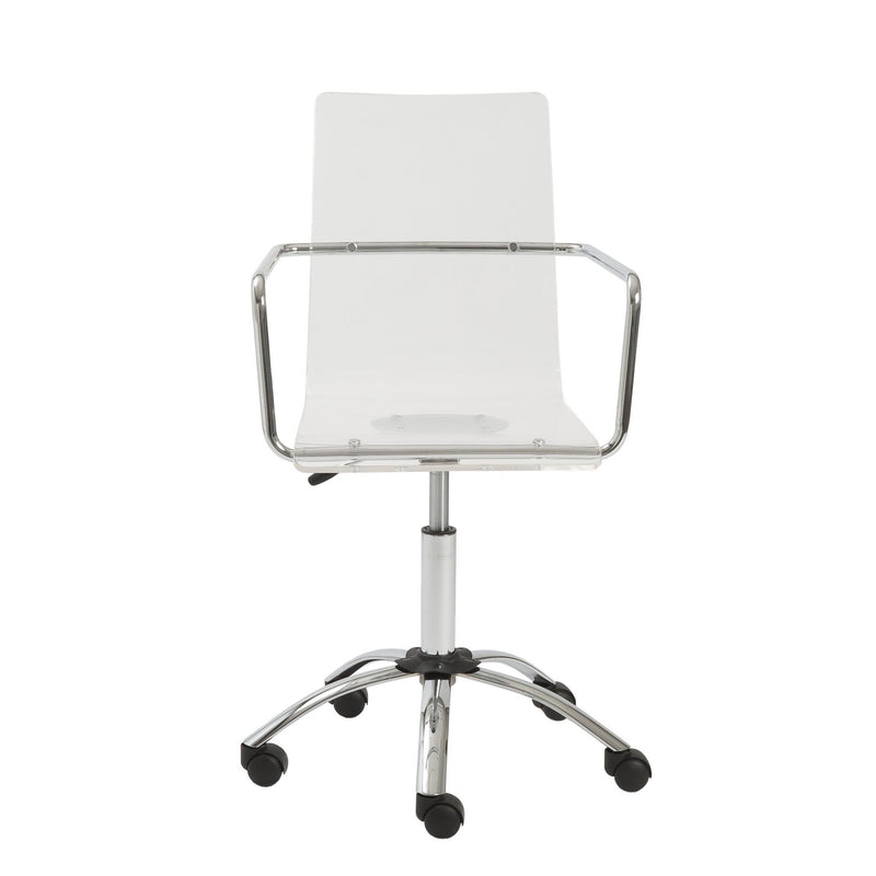 Chairs Home Office Chair - 20.52" X 22.01" X 39.49" Office Chair in Clear with Chromed Steel Base HomeRoots