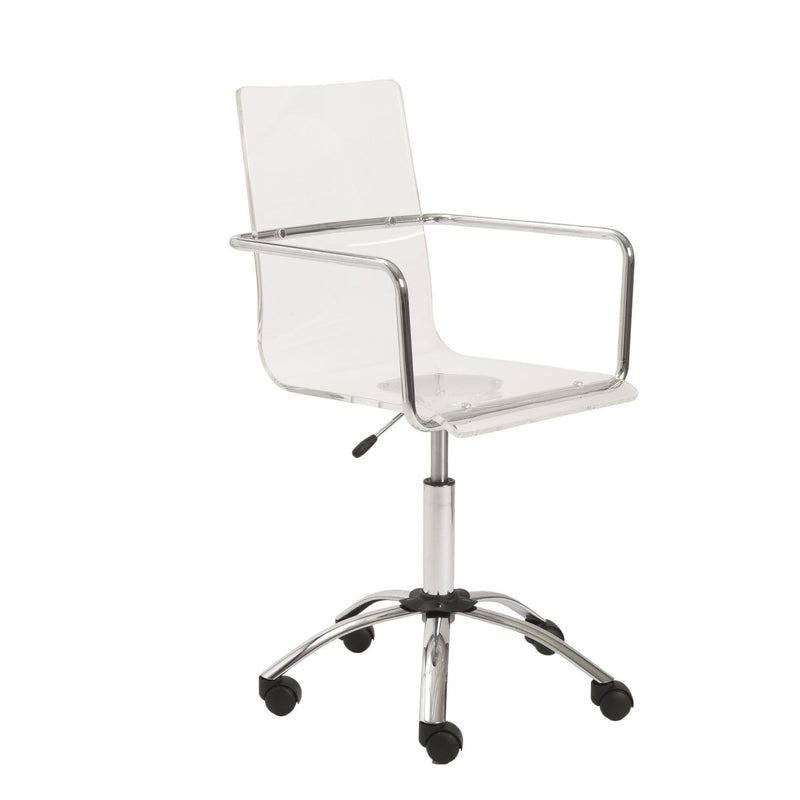 Chairs Home Office Chair - 20.52" X 22.01" X 39.49" Office Chair in Clear with Chromed Steel Base HomeRoots
