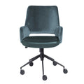 Chairs Home Office Chair - 21.26" X 25.60" X 37.21" Tilt Office Chair in Blue Fabric and Leatherette with Black Base HomeRoots