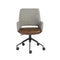 Chairs Home Office Chair - 21.26" X 25.60" X 37.21" Tilt Office Chair in Gray Fabric and Light Brown Leatherette with Black Base HomeRoots