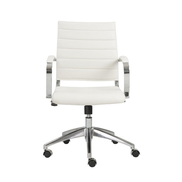 Chairs Home Office Chair - 22.75" X 26.26" X 38" Low Back Office Chair in White with Aluminum Base HomeRoots