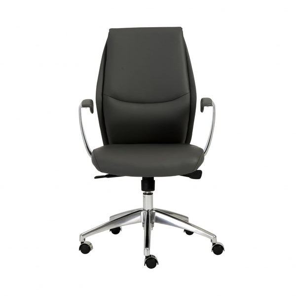 Chairs Home Office Chair - 25.50" X 27" X 42.75" Low Back Office Chair in Gray with Polished Aluminum Base HomeRoots