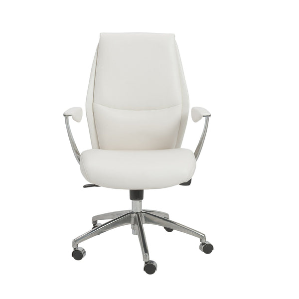 Chairs Home Office Chair - 25.50" X 27" X 42.75" Low Back Office Chair in White with Polished Aluminum Base HomeRoots