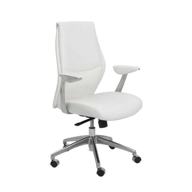Chairs Home Office Chair - 25.50" X 27" X 42.75" Low Back Office Chair in White with Polished Aluminum Base HomeRoots