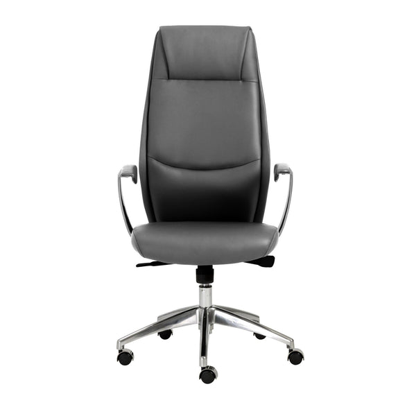 Chairs Home Office Chair - 25.50" X 27" X 50" High Back Office Chair in Gray with Polished Aluminum Base HomeRoots