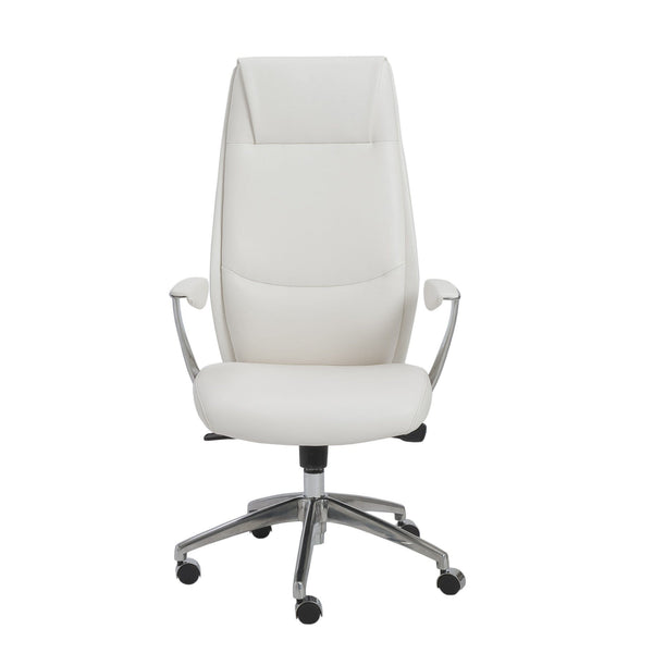Chairs Home Office Chair - 25.50" X 27" X 50" High Back Office Chair in White with Polished Aluminum Base HomeRoots