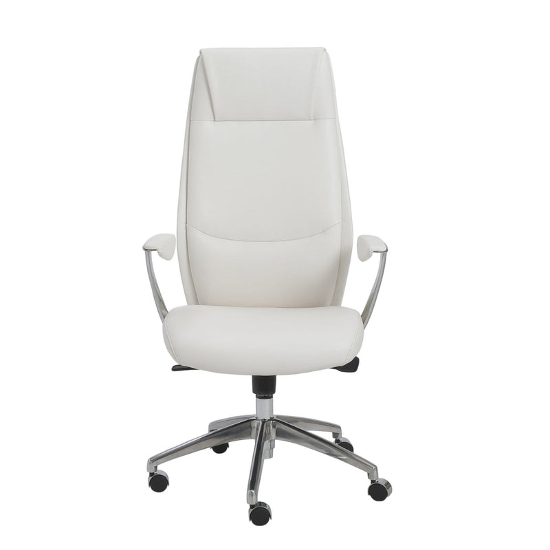 Chairs Home Office Chair - 25.50" X 27" X 50" High Back Office Chair in White with Polished Aluminum Base HomeRoots