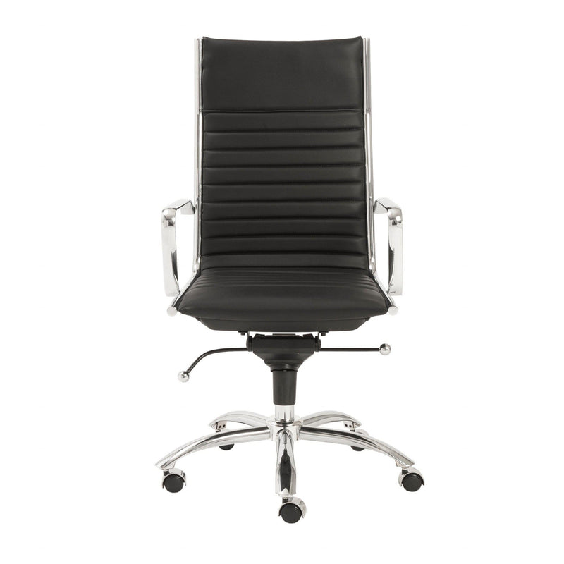 Chairs Home Office Chair - 26.38" X 25.60" X 45.08" High Back Office Chair in Black with Chromed Steel Base HomeRoots