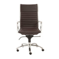 Chairs Home Office Chair - 26.38" X 25.60" X 45.08" High Back Office Chair in Brown with Chromed Steel Base HomeRoots
