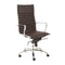 Chairs Home Office Chair - 26.38" X 25.60" X 45.08" High Back Office Chair in Brown with Chromed Steel Base HomeRoots