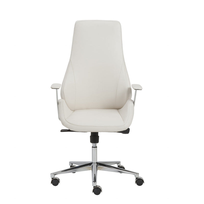 Chairs Home Office Chair - 26.75" X 25.75" X 47.75" High Back Office Chair in White with Chromed Steel Base HomeRoots