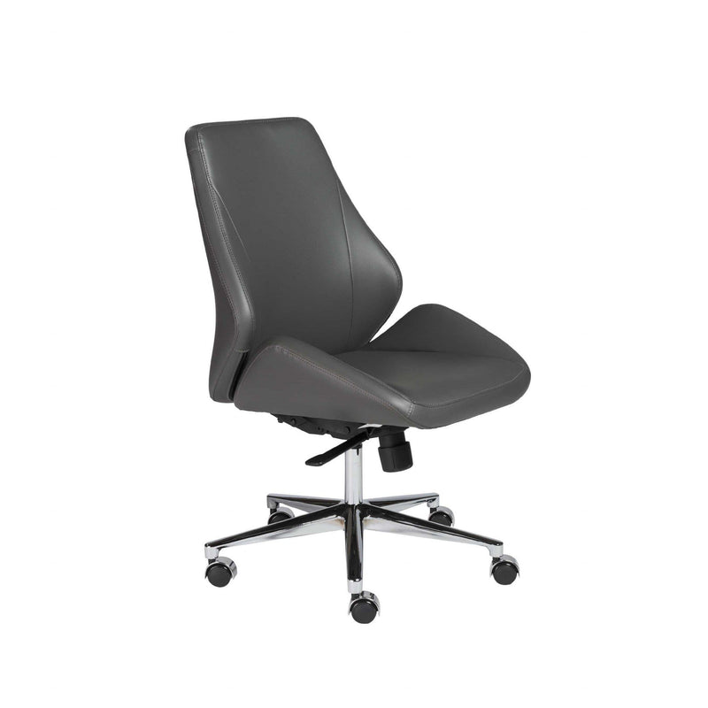 Chairs Home Office Chair - 26.75" X 26" X 40.75" Armless Low Back Office Chair in Gray with Chromed Aluminum Base HomeRoots
