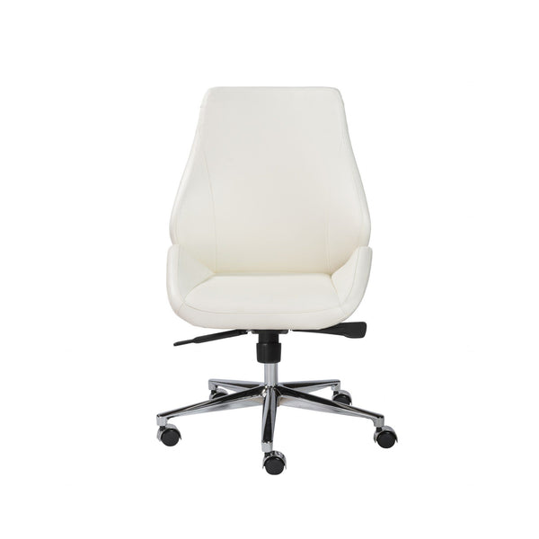 Chairs Home Office Chair - 26.75" X 26" X 40.75" Armless Low Back Office Chair in White with Chromed Aluminum Base HomeRoots