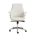 Chairs Home Office Chair - 26.75" X 26" X 40.75" Low Back Office Chair in White with Chromed Steel Base HomeRoots