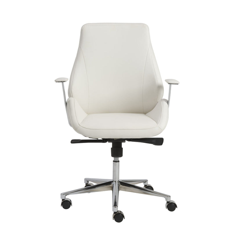 Chairs Home Office Chair - 26.75" X 26" X 40.75" Low Back Office Chair in White with Chromed Steel Base HomeRoots