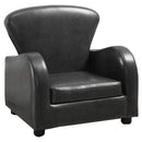 Chairs Leather Chair - 20" Charcoal Grey Leather Look, Solid Wood, and Foam Juvenile Chair HomeRoots