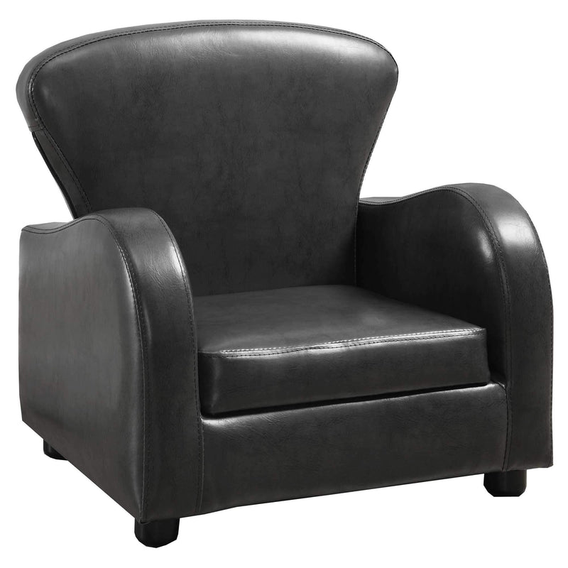 Chairs Leather Chair - 20" Charcoal Grey Leather Look, Solid Wood, and Foam Juvenile Chair HomeRoots