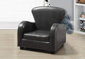 Chairs Leather Chair - 20" Charcoal Grey Leather Look, Solid Wood, and Foam Juvenile Chair HomeRoots