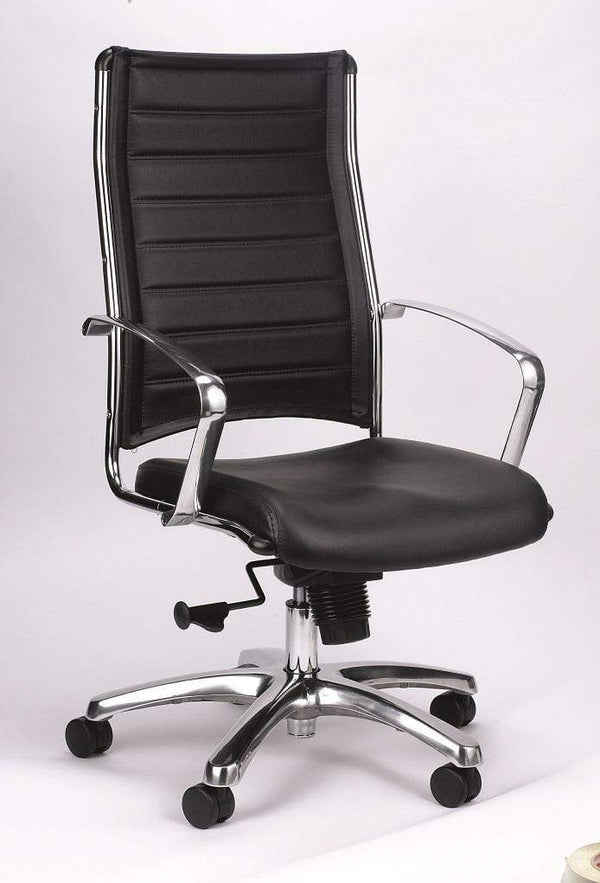 Chairs Leather Chair 22" x 25.5" x 35.8" Black Leather Chair 2384 HomeRoots