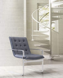 Chairs Leather Chair - 27.6" X 29.5" X 36" Gray Leatherette Occasional Chair HomeRoots